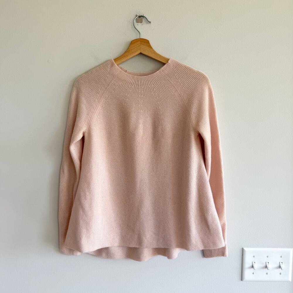Vince Cashmere Directional Ribbed Crew Neck Stretch Pullover Sweater Rosewater S - Picture 2 of 8